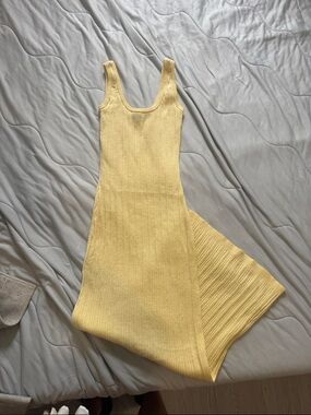 7 For All Mankind Soft Yellow Ribbed Maxi Dress